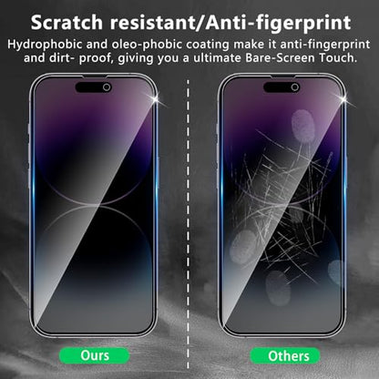 3+3 Pack Privacy Screen Protector Designed for iPhone 14 Pro With 3 Pack Camera Lens Protector,Full Coverage Anti-Spy Tempered Glass Film,9H Hardness,Bubble Free,Easy to Install - color: iPhone 14 Pro FK33