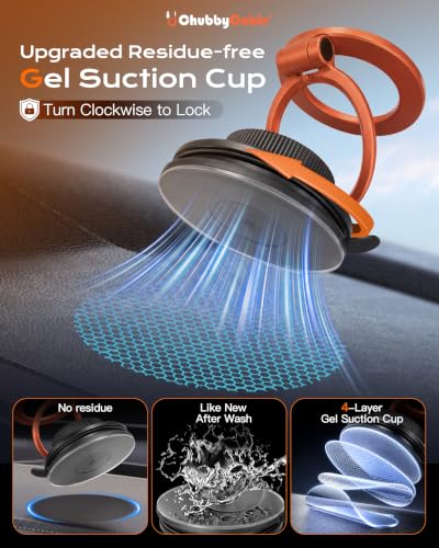 ChubbyGrip AirVac Magnetic 360° Adjustable Car Phone Holder with Gel Base - color: B-Gel Base