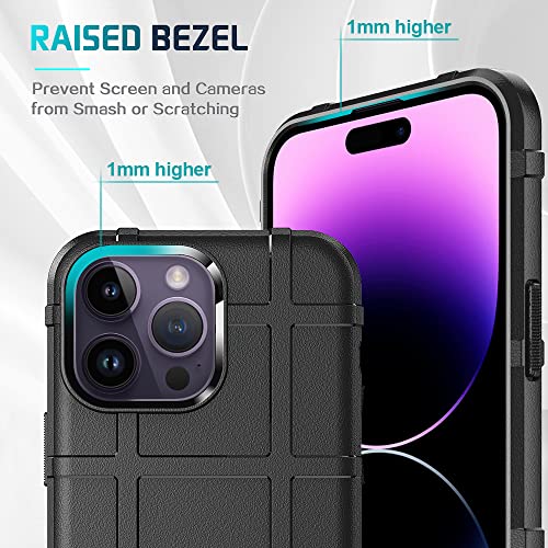 Rugged Shield 8ft Drop Proof TPU Thick Armor Tactical Protective Case Compatible with iPhone 14 Pro Max (6.7 inches) - Dark Black - color: Dark Black, size: iPhone 14 Pro Max