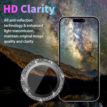 Camera Lens Protector for iPhone 16 Pro/16 Pro Max, Glitter Black - color: Glitter Black