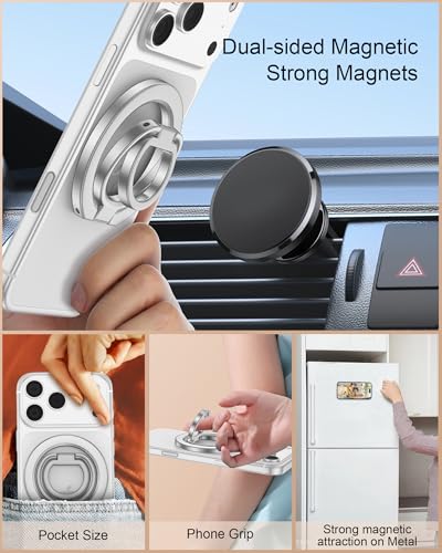 Adjustable MagSafe Ring Holder Stand, 360° Magnetic Finger Loop Grip Holder - color: Silver