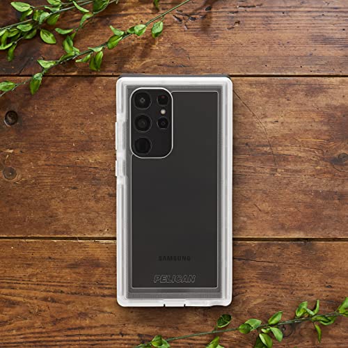 Pelican Voyager Series - Samsung Galaxy S22 Ultra Case [Wireless Charging Compatible] [Anti-Yellowing] Heavy Duty Phone Case with Belt Clip Holster Kickstand [18FT MIL-Grade Drop Protection] - Clear