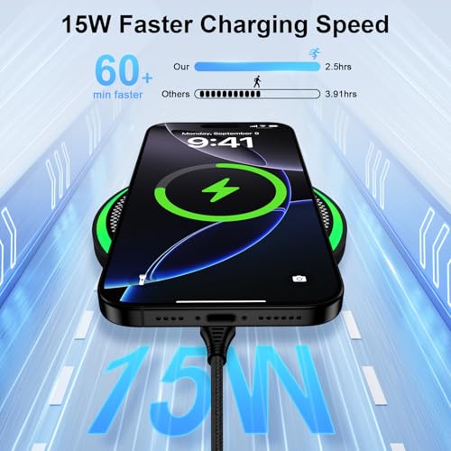 for Samsung Wireless Charger Pad for Galaxy S25 FE S25 Ultra S24FE S24 S23 S22 S21 Z Fold/Flip 7, 15W Fast Wireless Charging Station with 18W Adapter for iPhone 17 16 15 14 13,Google Pixel 10 9 Pro XL