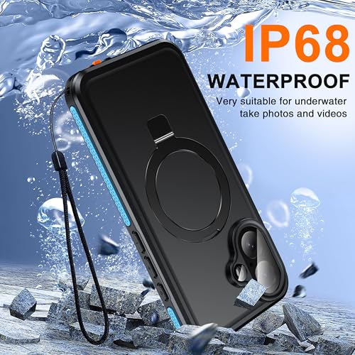 Oterkin Magnetic Stand for iPhone 16 Case Waterproof IP68, Blue - color: Blue, size: iPhone 16 6.1''
