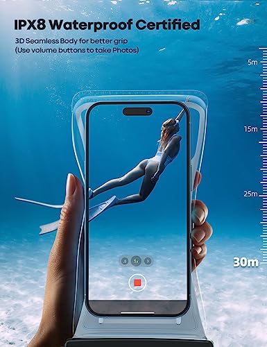 Lamicall Waterproof Phone Pouch Floating - [2 Pack][ Soft Click ] | for Galaxy S25 Ultra, S22 23 S24 Ultra with Case, for iPhone 17 16 15 14 13 Pro Max, for 7.5" with Case - color: Float White-7"