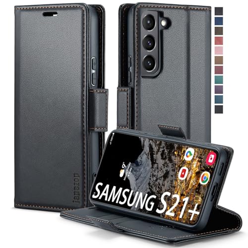 Samsung Galaxy S21+ Plus 5G Case,Samsung Galaxy S21 Plus 5G Wallet Case with Card Holder RFID Blocking Kickstand Magnetic,Leather Flip Case for Samsung Galaxy S21+ 5G 6.7 Inch (Fashion Black) - color: Fashion Black, size: S21+ Plus 6.7"