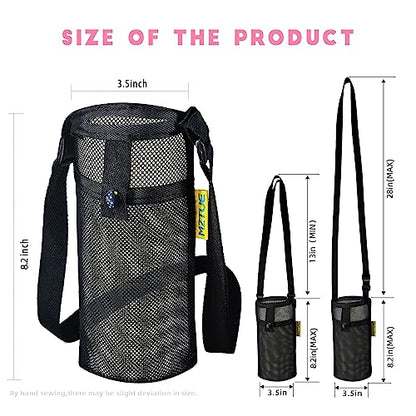 Hands Free Water Bottle Carrier with Strap for Hiking, Walking - color: pink & black
