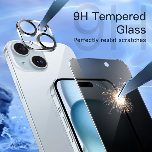 JETech Privacy Screen Protector for iPhone 15 Plus, 2+2 Pack - size: iPhone 15 Plus