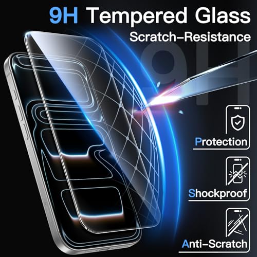 JETech Screen Protector for iPhone 17 Pro Max, 3-Pack | 9H Tempered Glass, HD Clear, Anti-Scratch Protection, Easy Installation Tool - size: iPhone 17 Pro Max