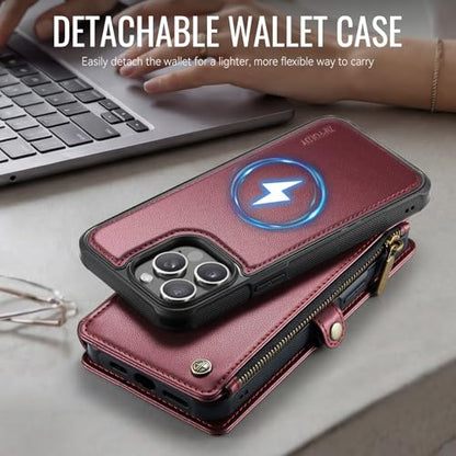 for iPhone 14 Pro Max - Phone Case Wallet Magnetic, Burgundy - color: Burgundy, size: iPhone 14 Pro Max