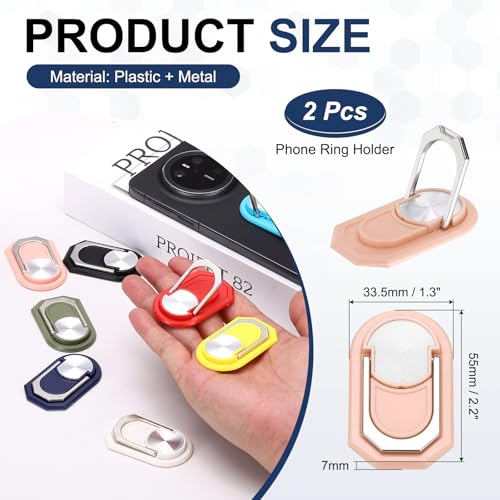 PATIKIL 2PCS Phone Ring Holder, Cellphone Ring Holder Finger Grip Stand 360 Rotation with Adhesive Backing Kickstand for Back of Phone Tablet Car Mount, Pink - color: Pink