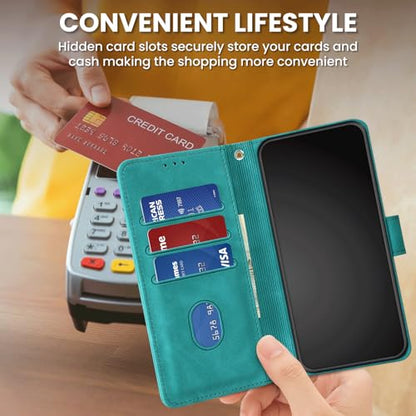 Wallet Case for Motorola Moto G Power (2025), Turquoise | RFID Blocking, Magnetic Closure, Card Holder, Kickstand, Shockproof Flip Cover - color: Turquoise