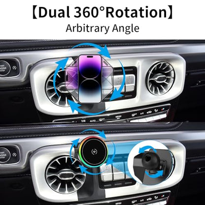 Magsafe Car Magnetic Phone Mount for Mercedes Benz G-Class 2019 2020 2021 2022 2023 2024 G Wagon G550 G500 AMG G63 G55 W463 Auto Accessories Cell Phones Holder Fast 15W Wireless Charger - color: for 2019-2024 Benz G-Class