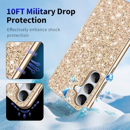 Galaxy S26 Glitter Case for Samsung Galaxy S26 5G Phone Case for Women Girls, Slim Ultra Thin Matte Back Shockproof Full Body Protective Cover for Samsung S26 5G, Crystal Bling Case, 2026 (Gold) - color: Gold