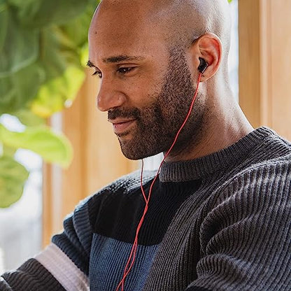 Panasonic Ergofit in-Ear Earbud Headphones Matte Black/Red (RP-HJE120-KB) - color: Matte Black/RED, size: S/M/L, style: No Mic