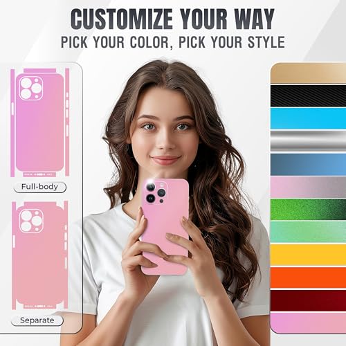 2Pcs Skin Wrap Compatible for iPhone 15 Pro – Slim Decal Vinyl Protective Film for Sides & Back – Sleek Fit, Premium Look – Compatible with All iPhone 15 Pro Cases - Iridescent Pink - color: Iridescent Pink