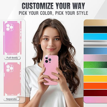 2Pcs Skin Wrap Compatible for iPhone 15 Pro – Slim Decal Vinyl Protective Film for Sides & Back – Sleek Fit, Premium Look – Compatible with All iPhone 15 Pro Cases - Iridescent Pink - color: Iridescent Pink