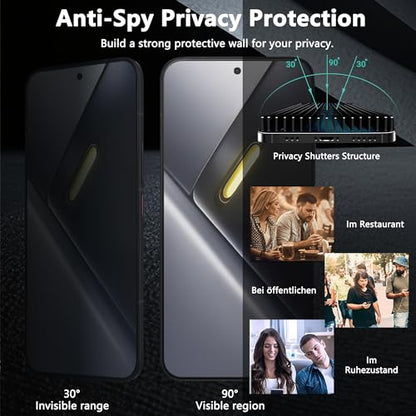 2+2 Pack Privacy Screen Protector for Xiaomi Poco X8 Pro Max, Anti-Spy Tempered Glass with Camera Lens Protector, 9H Anti-Scratch, Bubble Free, Case Friendly - size: for Poco X8 Pro Max