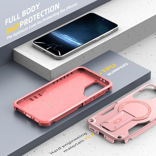 for Galaxy A37/A36-5G Case Military-Grade Dropproof Phone/Invisible Kickstand with MagSafe/HD Screen Protector, Protective Magnetic Phone Cover for Samsung Galaxy A37 4G/5G&A36 5G (Pink) - color: Pink
