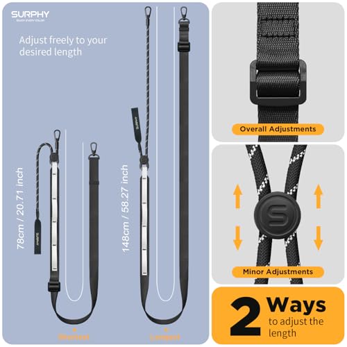 SURPHY Phone Lanyard Crossbody, Phone Strap with Light-Activated Strap - color: Black