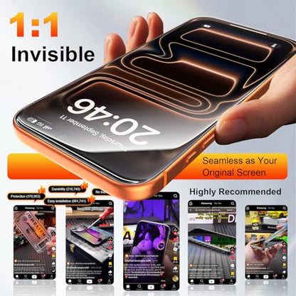 OneFish for iPhone 17 Pro Max Screen Protector 6.9 inch HD Clear | Tempered Glass Full Coverage , 9H Hardness Scratch Resistant , Anti-Fingerprint ， Easy Installation , 2 Pack - size: iPhone 17ProMax