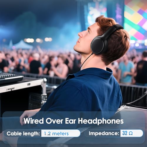 USB C Wired Headphones Active Noise Canceling Headphone Over Ear-Black - color: Black