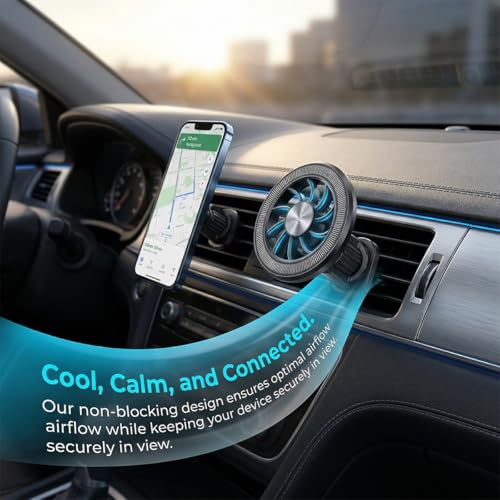 Magnetic Car Phone Holder for Air Vent (Black) - color: Black