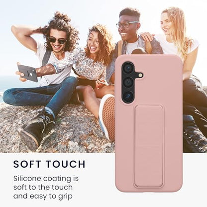kwmobile Case for Samsung Galaxy S24 Case - Soft TPU Cover with Silicone Coating - with Hand Strap and Stand Function - Shockproof - Dusty Pink - color: dusty pink, size: Galaxy S24