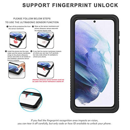Lanhiem for Samsung Galaxy S21 Case, IP68 Waterproof Dustproof Case with Built-in Screen Protector, Rugged Full Body Shockproof Protective Phone Cover for Galaxy S21 5G 6.2 Inch, Black - size: for Galaxy S21
