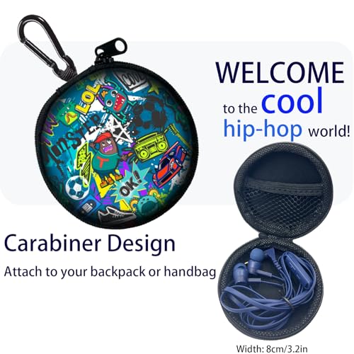 Teens Wired Earbuds with Case, 3.5mm Headphones for School,Classic Graffiti - color: Classic Graffiti