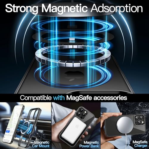 JETech Magnetic Case for iPhone 16 Pro 6.3-Inch Compatible with MagSafe, Shockproof Phone Bumper Cover, Anti-Scratch Clear Back (Black) - color: Black, size: iPhone 16 Pro