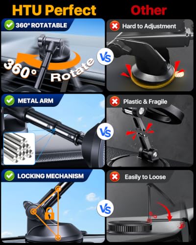 HTU【Military-Grade 85LBS Strongest Suction Upgraded for Magsafe Car Mount - color: Black