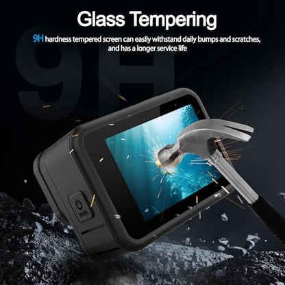 FiTSTILL Screen Protector[9 PCS] for Go Pro Hero 13 Black,Ultra Clear Tempered Glass Back Screen Protector + Tempered Glass Lens Protector + Front Screen Protector - 3 Packs + Lens Cover - size: For Go Pro hero 13 black