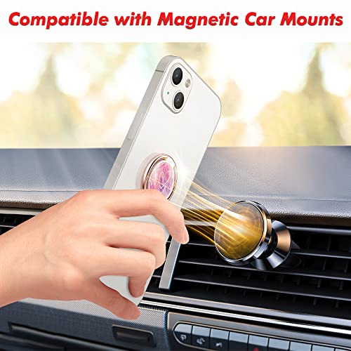 Phone Ring Grip Holder, 360° Rotation Cell Phone Grip Stand, Finger Ring Stand, Metal Finger Ring Grip Kickstand Compatible with iPhone 17 Pro Max 16 15 14 13 12 Magsafe Accessories, Purple - color: Heart Purple