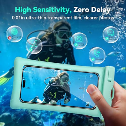 Floating Waterproof Phone Pouch 2 Pack - Dual Floatable Airbags Up to 7.2", IPX8 Waterproof Phone Dry Bag with Lanyard for Beach, for iPhone 17 16 15 Samsung Galaxy Etc., White + Lake Blue - color: White + LakeBlue