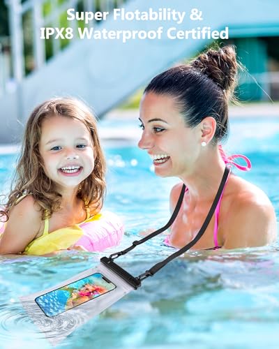 PEDVSTY Waterproof Phone Pouch Floating, Double Seals, Expandable Space | IPX8 Waterproof Bag, Kayak Beach Ship Cruise Essentials, Cell Phone Dry Bag for iPhone 17 Pro Max Galaxy S26，Up to 7.2"，White - color: White, size: Regular (Up to 7.2")