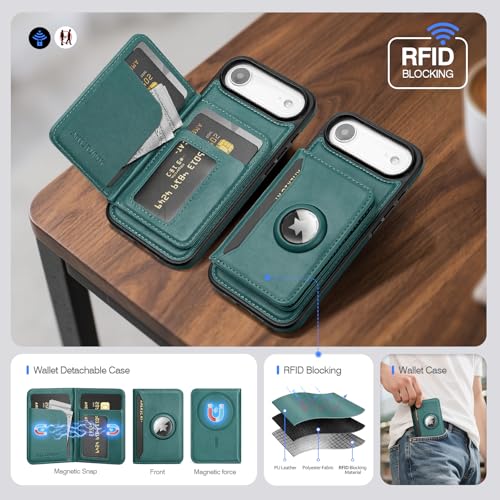 Antsturdy Compatible with MagSafe iPhone 17 Air Wallet Case,Blue Green - color: Blue Green, size: iPhone 17 Air - 6.5"