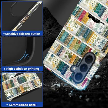 Compatible with Samsung Galaxy S26 Plus Case,Glossy Case All-Round Protection Shockproof Anti-Scratches TPU Cover,Cases for Man Woman-Book Shelf Flower Plants Cat - color: Book Shelf Flower Plants Cat, size: Galaxy S26 Plus