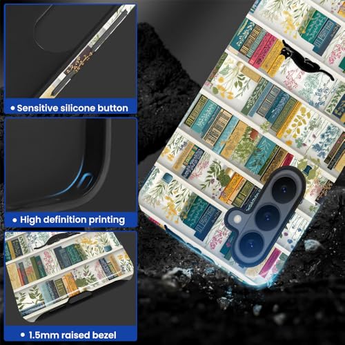 Compatible with Samsung Galaxy S26 Case,Glossy Case All-Round Protection Shockproof Anti-Scratches TPU Cover,Cases for Man Woman-Book Shelf Flower Plants Cat - color: Book Shelf Flower Plants Cat, size: Galaxy S26