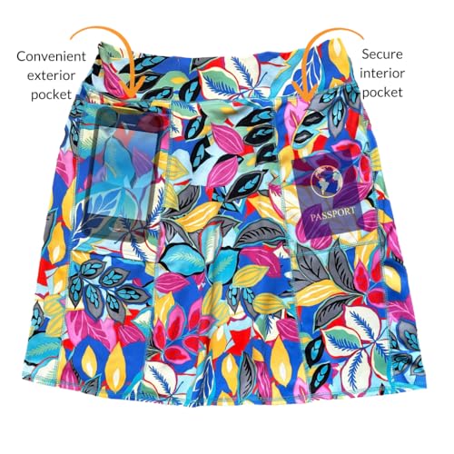 BANDI Pocketed Skirt - Women's Everyday Skirt with Pockets, UPF 50, 4-Way Stretch, Lightweight, Wrinkle-Free – Made in USA - color: Tropicana, size: Small