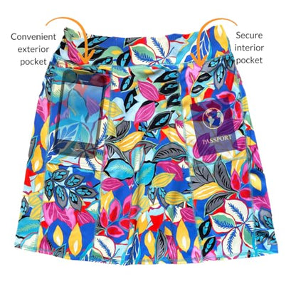 BANDI Pocketed Skirt - Women's Everyday Skirt with Pockets, UPF 50, 4-Way Stretch, Lightweight, Wrinkle-Free – Made in USA - color: Tropicana, size: X-Large