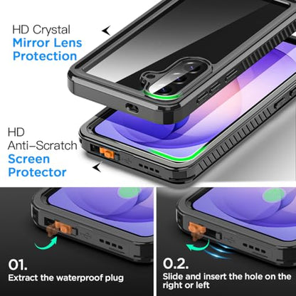 AICase for Samsung Galaxy S26 Case Waterproof, Clear Water Proof Shockproof Snowproof Dustproof Full Body Rugged Transparent Underwater Phone Case for Galaxy S26 Built-in Screen Protector - size: S26