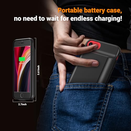 Battery Case for iPhone 8/7/6s/6/SE 3/SE 2 (4.7-inch) High Capacity 7000mAh | Rechargeable Battery Pack Charger Case with External Charging Function and Tempered Glass Screen Protector