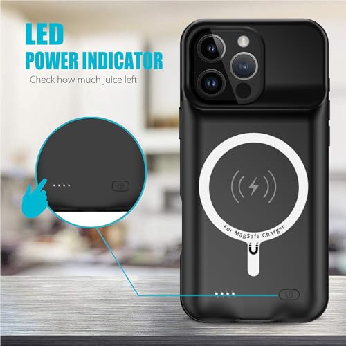 Battery Case for iPhone 16 Pro, Full Encircle 10000mAh High Capacity Rechargeable Portable Charger Case Extended Battery Pack for iPhone 16 Pro (6.3 inch) Wireless Charging Cover with Carplay-Black - size: iPhone 16 Pro (6.3 inch)