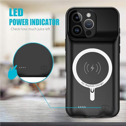 Battery Case for iPhone 16 Pro, Full Encircle 10000mAh High Capacity Rechargeable Portable Charger Case Extended Battery Pack for iPhone 16 Pro (6.3 inch) Wireless Charging Cover with Carplay-Black - size: iPhone 16 Pro (6.3 inch)