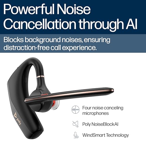 Poly Voyager Legend 50 UC Bluetooth Headset with Charging Case - 4 Noise-Canceling Mics, AI NoiseBlockAI & WindSmart Tech - Bluetooth Headphones with Mic, Smart Call Controls, All-Day Comfort - style: Legend 50 with Charging Case