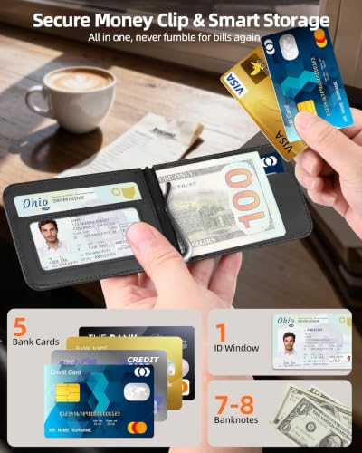 For Magsafe Wallet with Money Clip, 5 Card Holder, Adjustable Stand | Strongest Magnetic Wallet for iPhone 17/16/15/14/13/12 Series, RFID Blocking, Not for 13/12 Mini, Midnight Black - color: Midnight Black