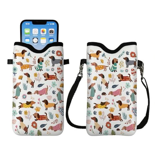 Cell Phone Sleeve Pouch with Adjustable Strap - Weiner Dog - color: Weiner Dog