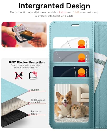 OCASE for Samsung Galaxy S26 Wallet Case, Card Holder, Ice Blue | RFID Blocking, Kickstand, Magnetic Closure, PU Leather Flip Folio, Shockproof TPU Shell, Protective Phone Cover (6.3") 2026 - color: Ice Blue, size: Samsung Galaxy S26