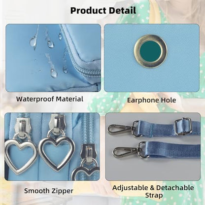 Small Crossbody Bag for Women - Mini Phone Purses with Crossbody Strap and Wallet - Nylon Arm Bag - color: A-lightblue